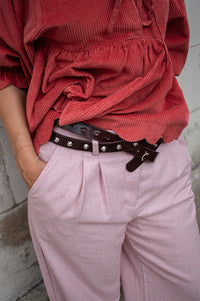 Stella Nova Studded Leather Brown Belt - The Mercantile London