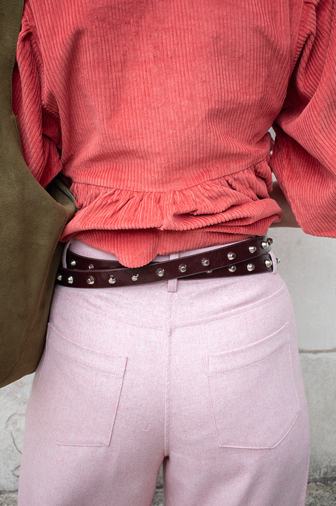 Stella Nova Studded Leather Brown Belt - The Mercantile London