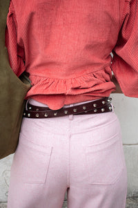 Stella Nova Studded Leather Brown Belt - The Mercantile London