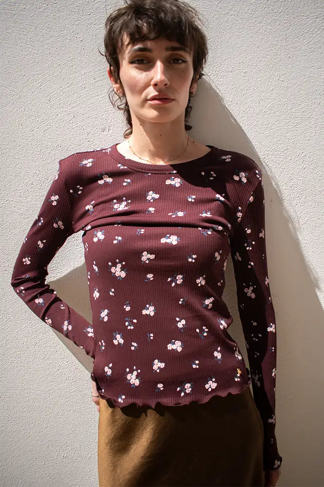 Des Petits Hauts Kali Burgundy Rose T-Shirt