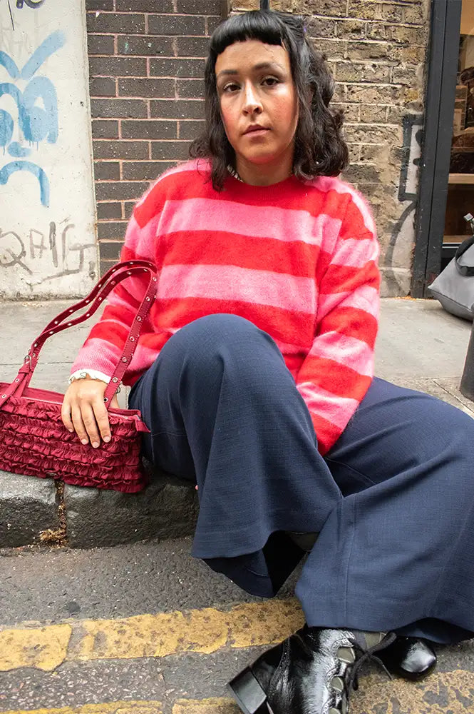 Jumper 1234 Ruby Gossip Brushed Stripe Crewneck Jumper