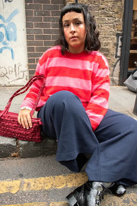 Jumper 1234 Ruby Gossip Brushed Stripe Crewneck Jumper