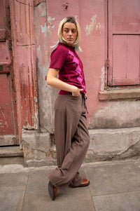 ICHI Dasila Berry Harlequin Polo Knitted Top