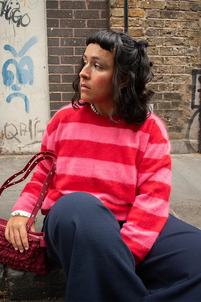 Jumper 1234 Ruby Gossip Brushed Stripe Crewneck Jumper