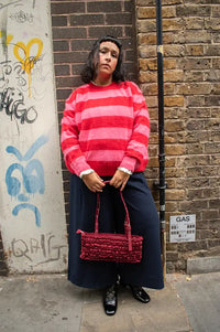 Jumper 1234 Ruby Gossip Brushed Stripe Crewneck Jumper
