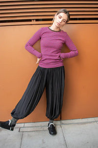 Basic Apparel Ludmilla Purple Orchid & Coffee Striped Tee