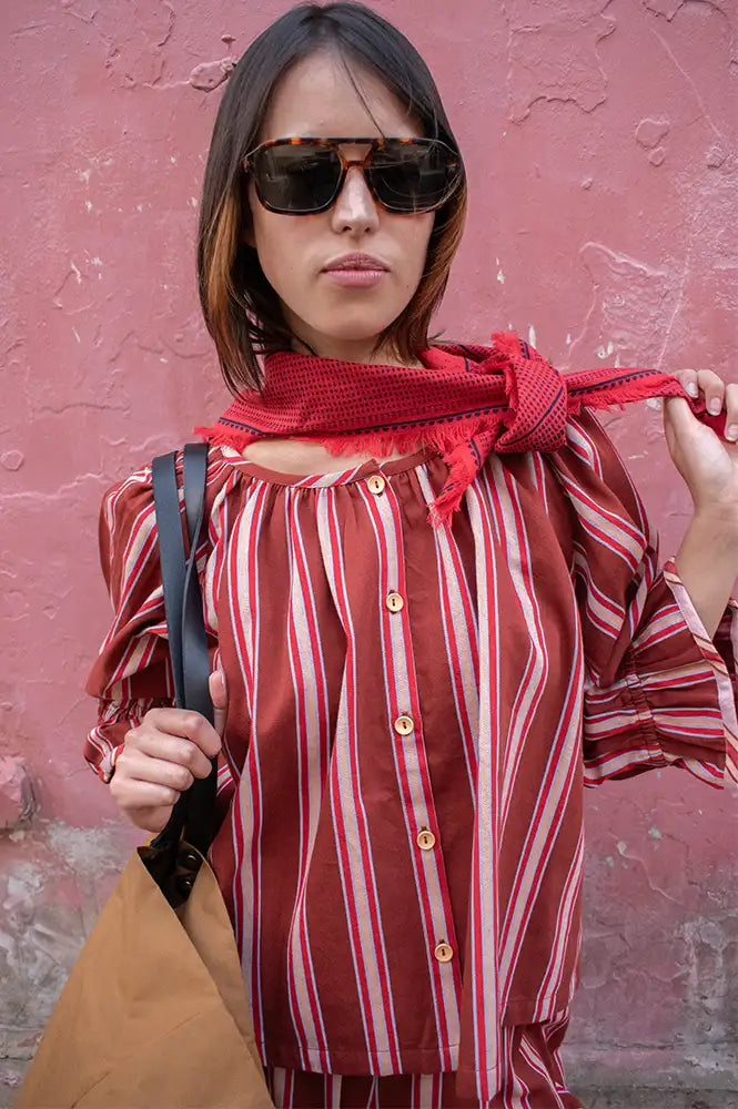 Projektityyny Cocoa Berry Pop Striped Blouse