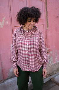 Garance Bertille Bordeaux Gingham Blouse