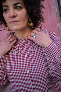 Garance Bertille Bordeaux Gingham Blouse