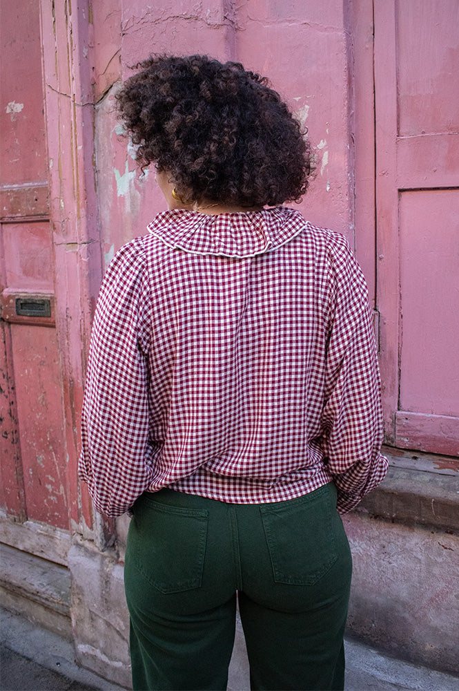Garance Bertille Bordeaux Gingham Blouse