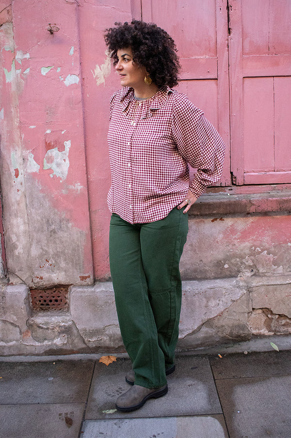 Garance Bertille Bordeaux Gingham Blouse