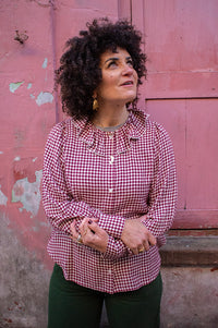 Garance Bertille Bordeaux Gingham Blouse