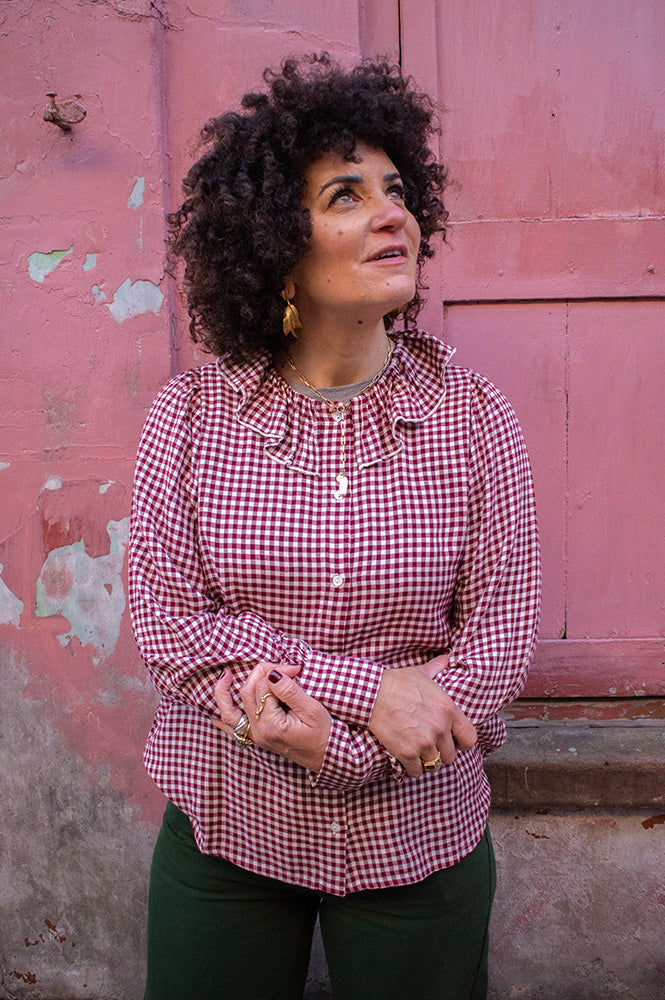 Garance Bertille Bordeaux Gingham Blouse