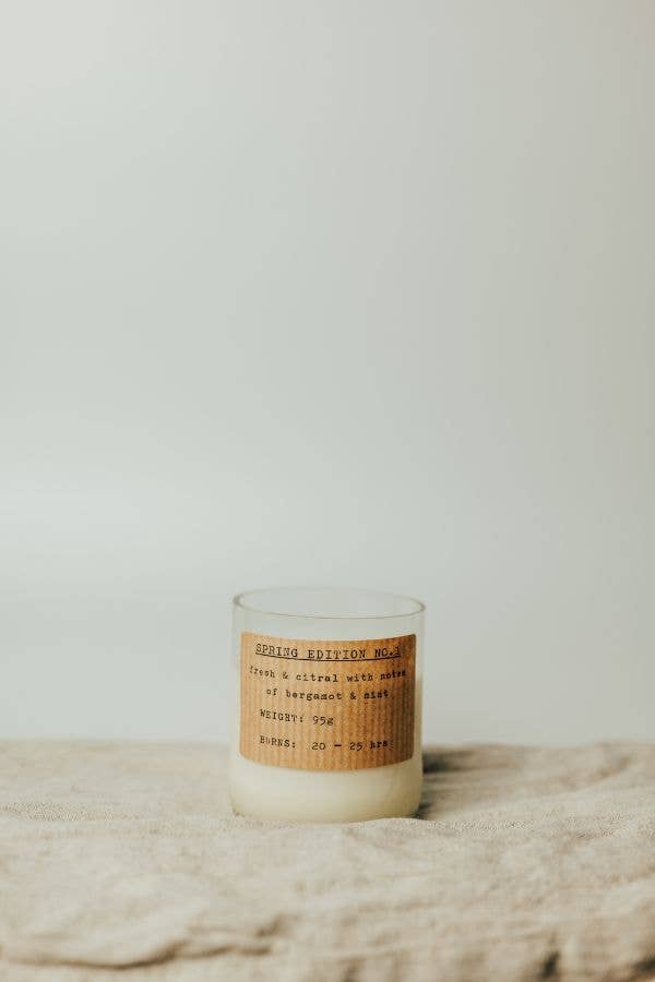 Old Green Small Spring Air Glass Candle