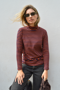 Bibico Jonie Striped Navy & Pumpkin Stripe Top