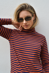 Bibico Jonie Striped Navy & Pumpkin Stripe Top