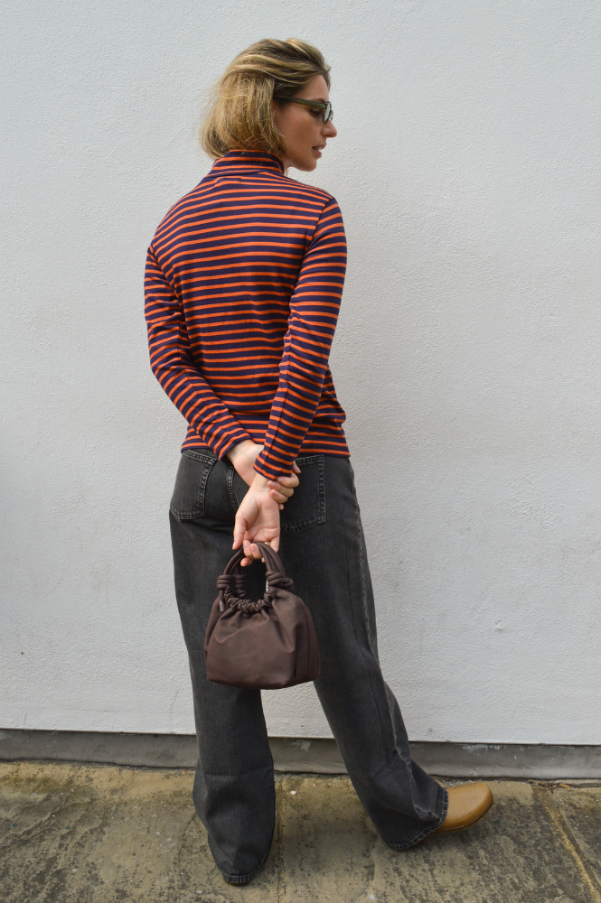 Bibico Jonie Striped Navy & Pumpkin Stripe Top
