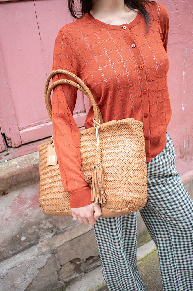 Biba Perkins Camel Braided Leather Bag - The Mercantile London