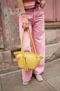 Biba Perkins Lime Braided Leather Basket Bag - The Mercantile London
