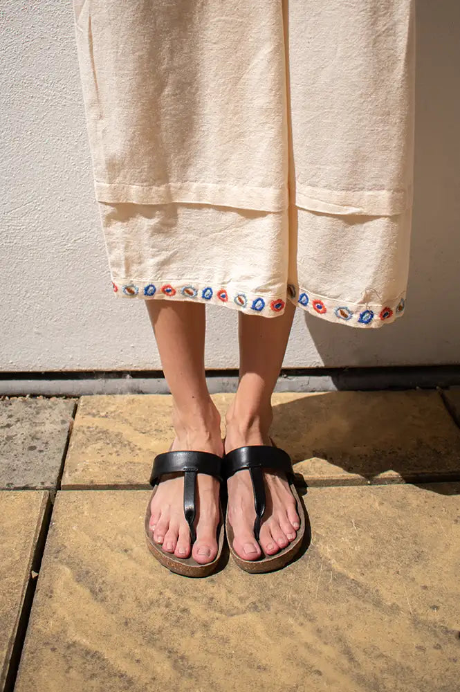 Biba Ivy Black Leather Sandals