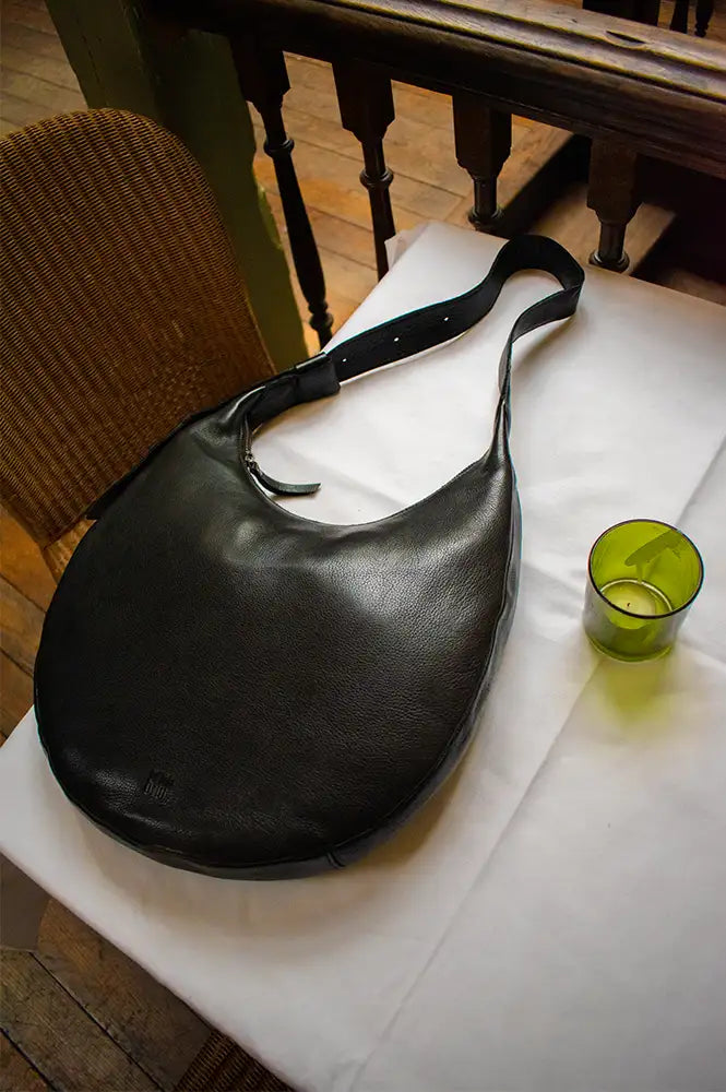 Biba Ludlow Black Leather Crescent Shoulder Bag