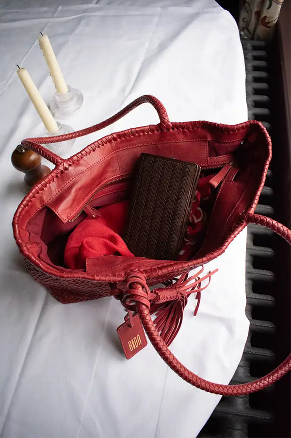 Biba Perkins Red Braided Leather Bag