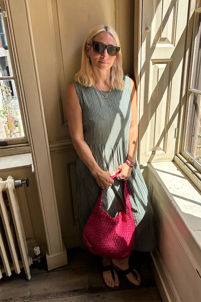 Bibico Elaine Green Striped Dress