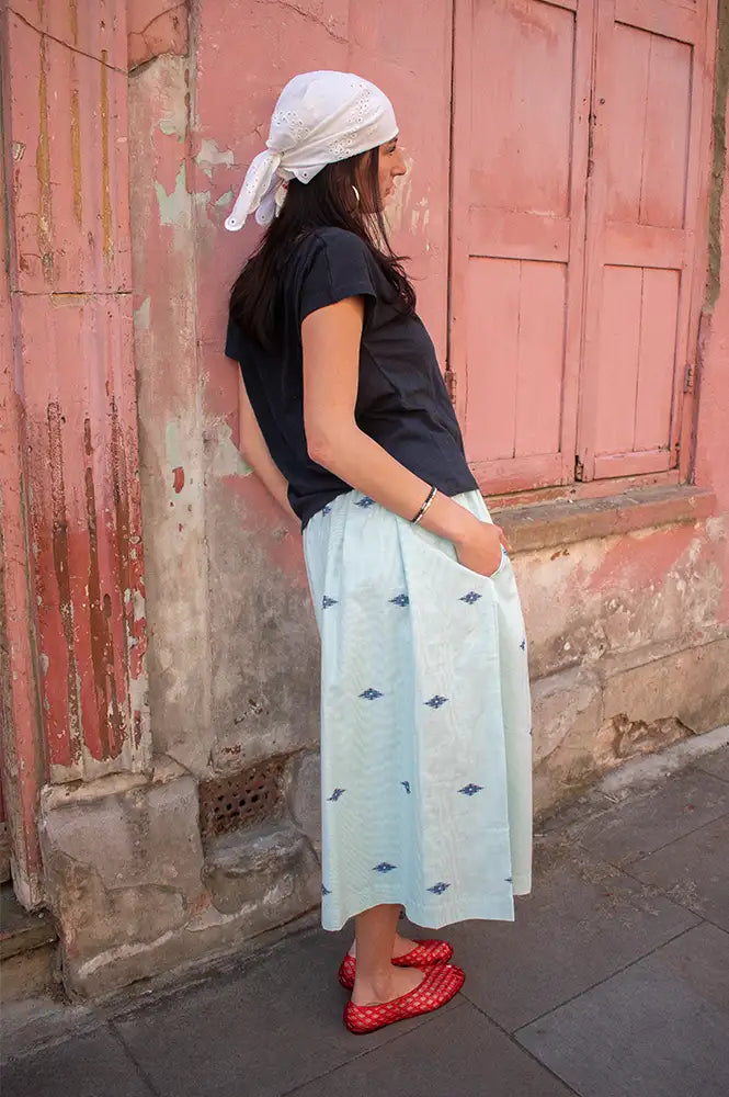 Bibico Una Sea Green Jacquard Skirt - The Mercantile London