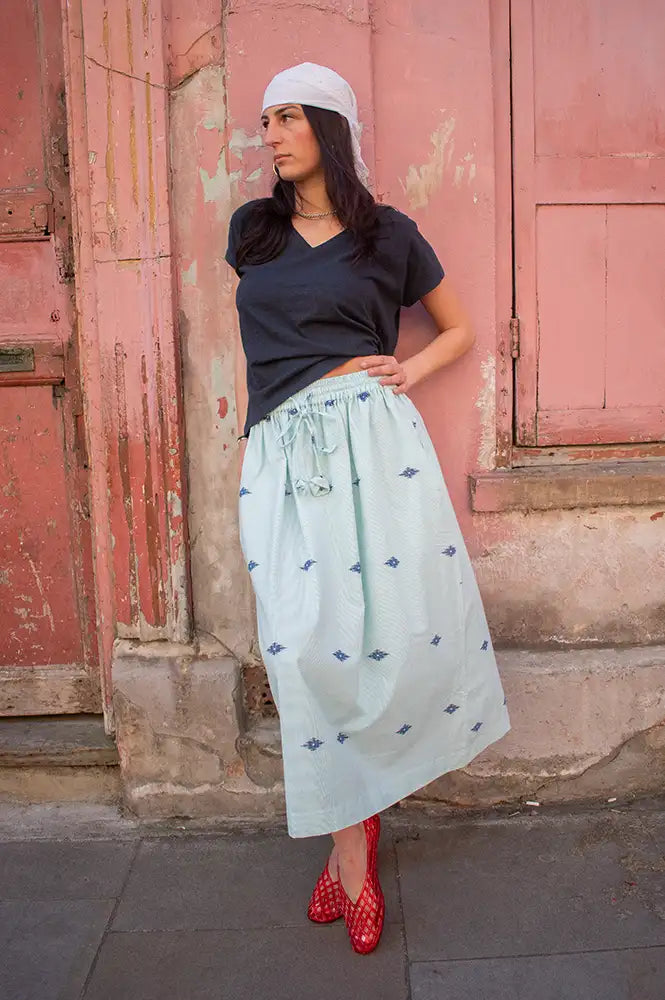 Bibico Una Sea Green Jacquard Skirt - The Mercantile London