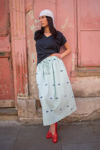 Bibico Una Sea Green Jacquard Skirt - The Mercantile London