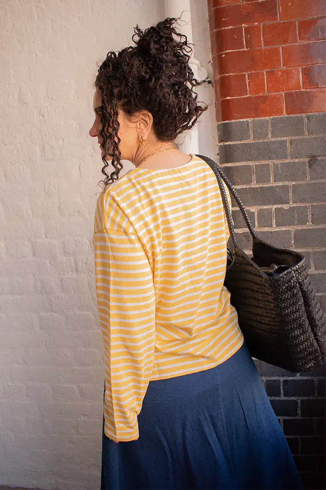 Bibico Zoe Lemon Stripe Relaxed T-Shirt - The Mercantile London