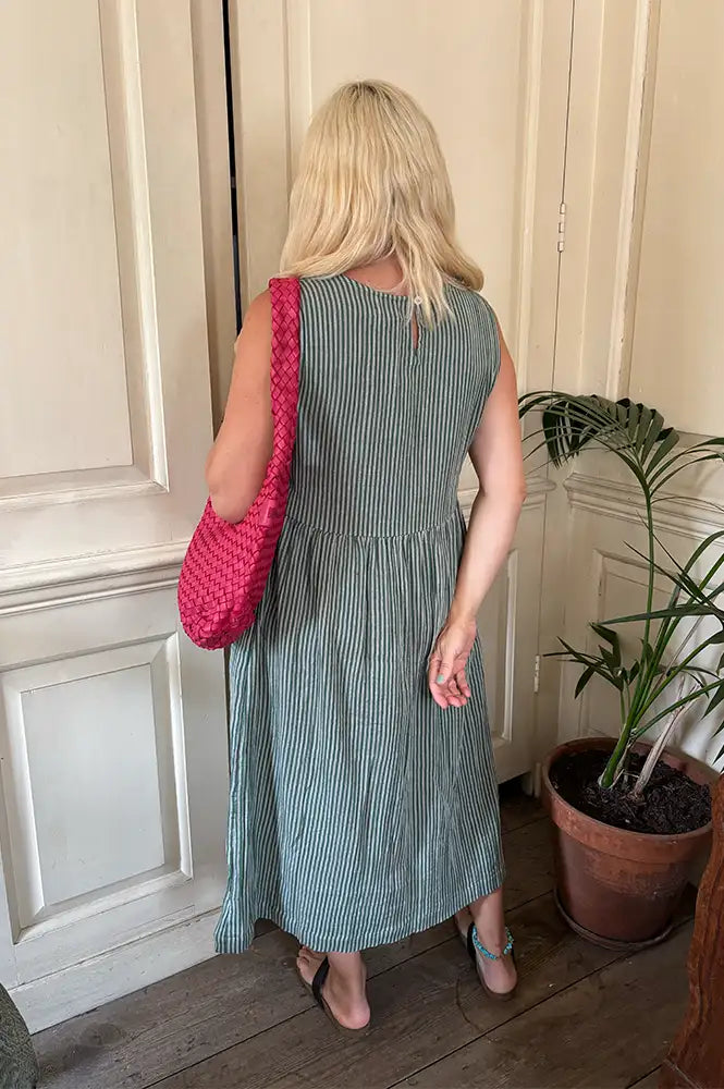Bibico Elaine Green Striped Dress