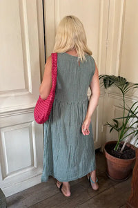 Bibico Elaine Green Striped Dress