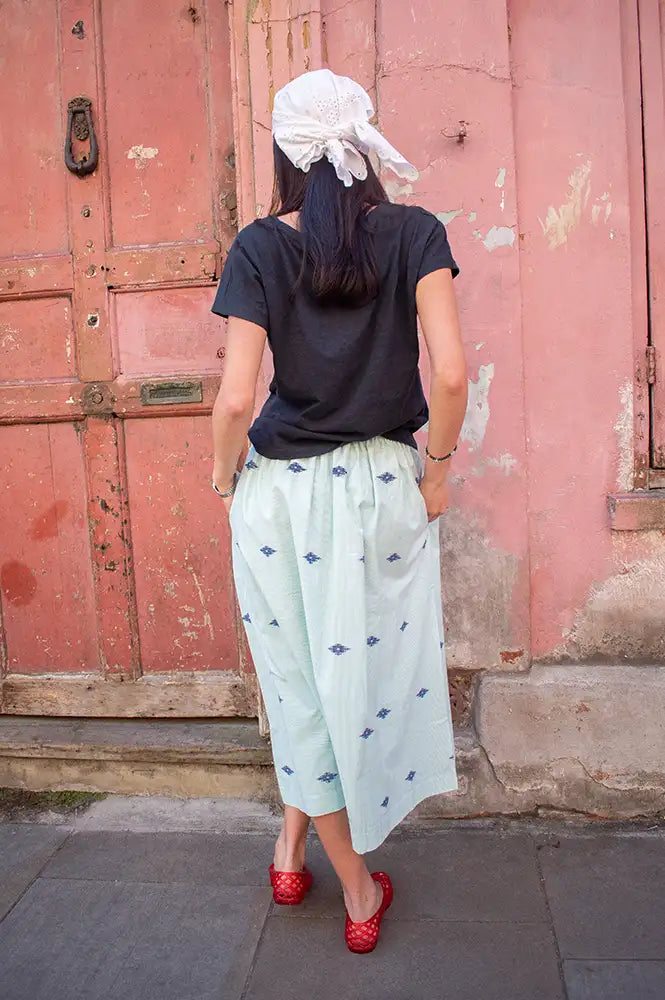 Bibico Una Sea Green Jacquard Skirt - The Mercantile London