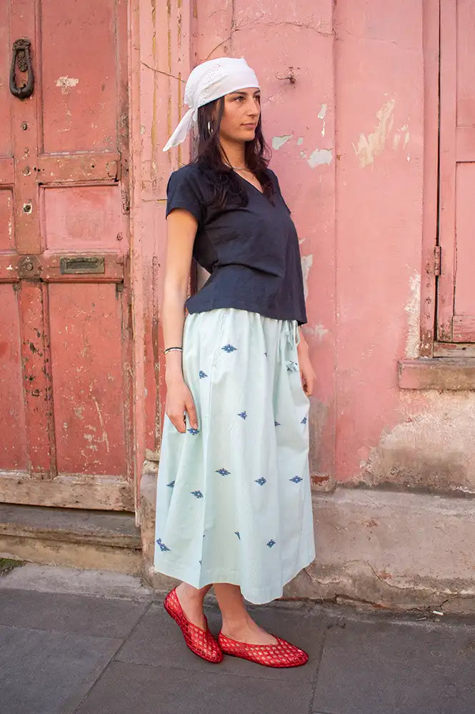 Bibico Una Sea Green Jacquard Skirt - The Mercantile London