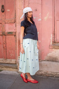 Bibico Una Sea Green Jacquard Skirt - The Mercantile London