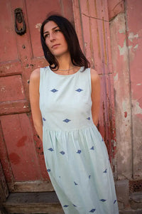Bibico Fatima Sea Green Jacquard Dress - The Mercantile London
