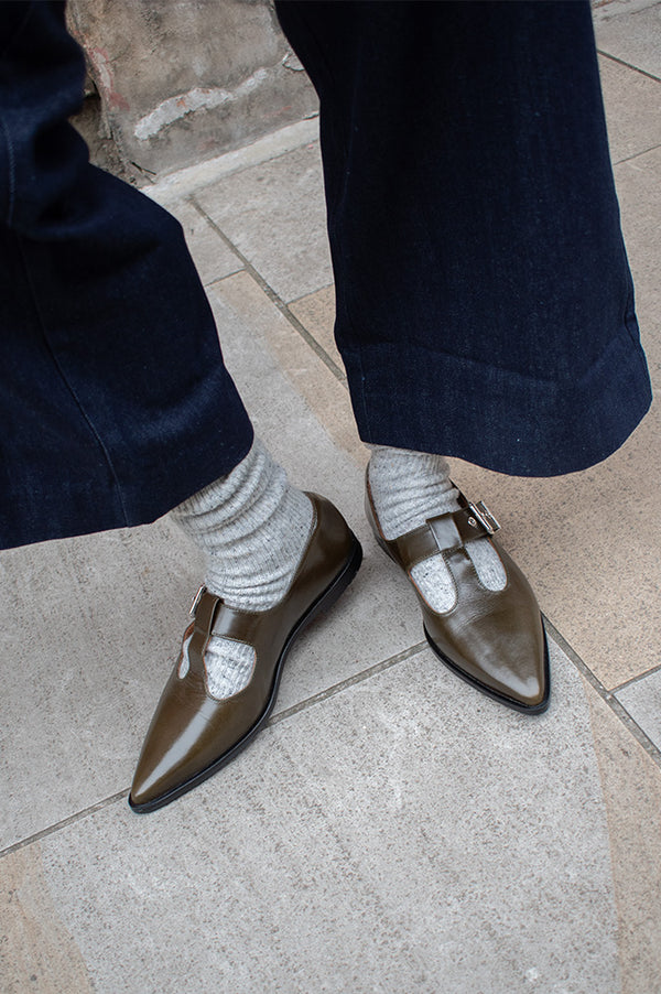 Billi Bi Forest Green Ballet Pumps - The Mercantile London