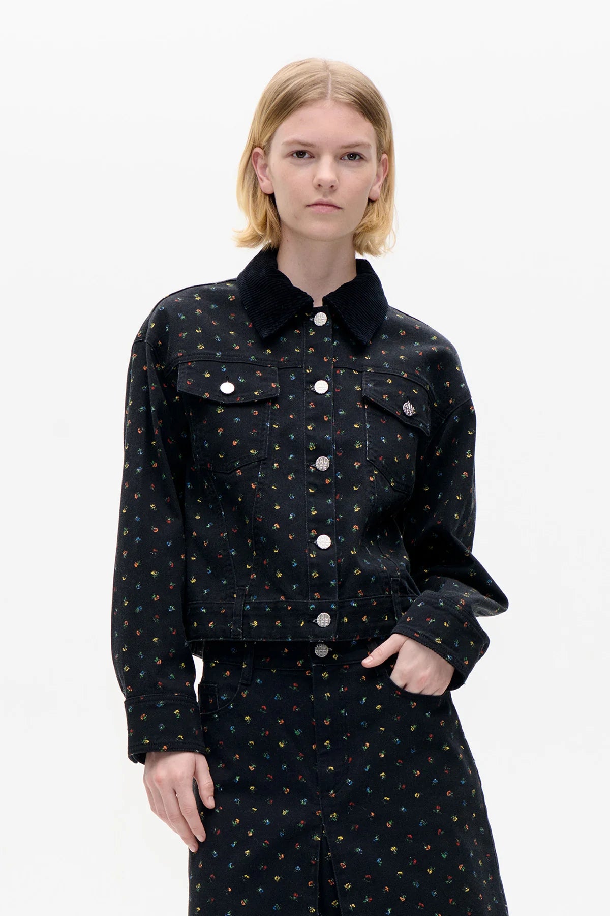 Baum Und Pferdgarten Bille Black Petite Flower Jacket