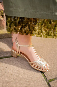 Billi Bi Crackele Gold Heeled Sandals - The Mercantile London