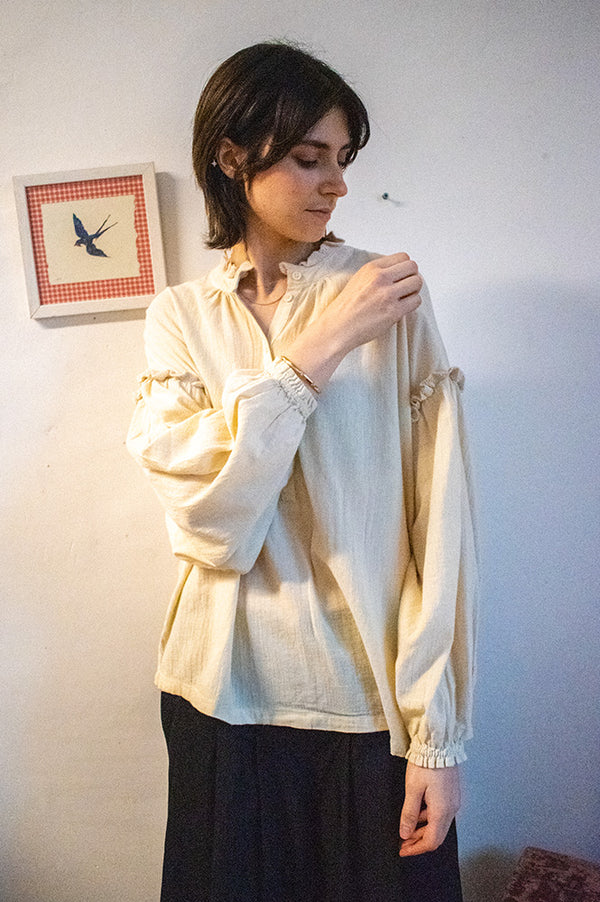 ICHI Lasha Birch Ruffle Blouse - The Mercantile London