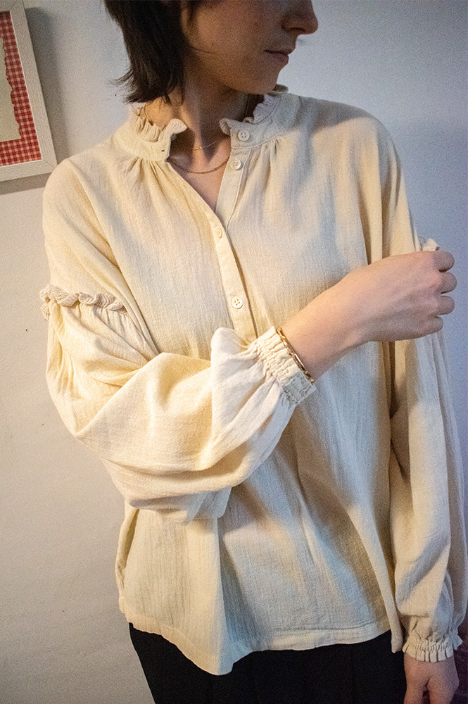 ICHI Lasha Birch Ruffle Blouse - The Mercantile London