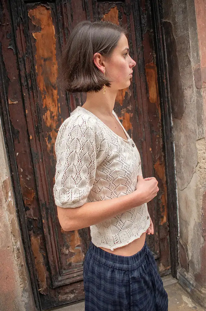 ICHI Daffie Birch Open Knit Cardigan - The Mercantile London