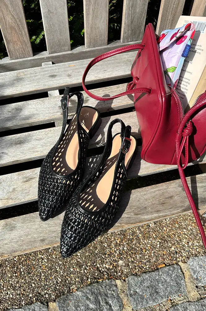 Cocci Felicity Black Woven Slingback Sandals