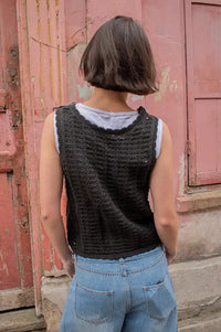 ICHI Dosia Black Knitted Tie Top - The Mercantile London