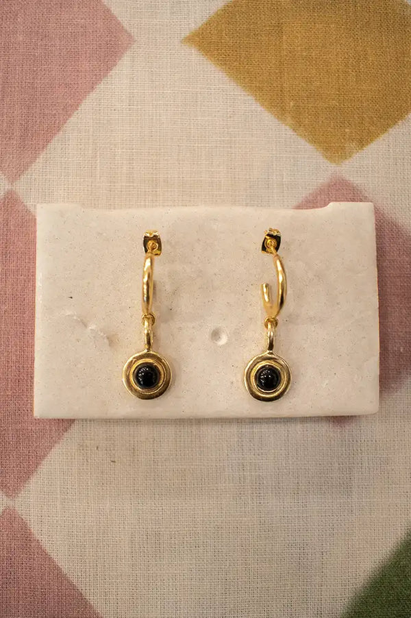 Formation Black Agate Hoop Earrings - The Mercantile London