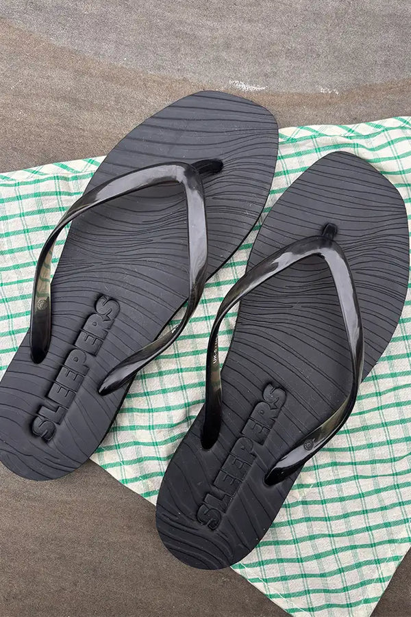 Sleepers Tapered Black Flip Flops - The Mercantile London