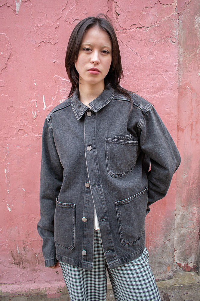 Dr Denim Evon Aged Black Worker Jacket - The Mercantile London