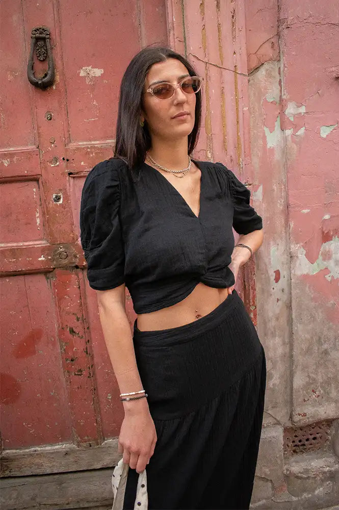 An'ge Sadouma Black Twisted Top - The Mercantile London