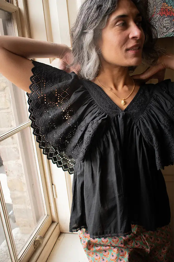 Faune Camelia Black Top - The Mercantile London